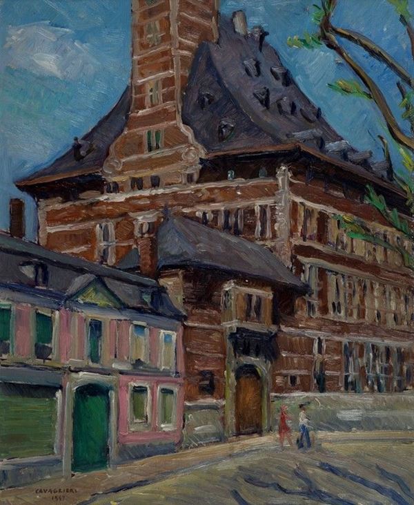Mario Cavaglieri - Palazzo con figure 