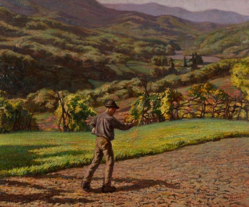 Piero Focardi - Campagna con Contadini