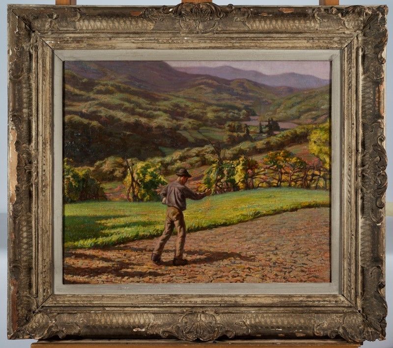 Piero Focardi - Campagna con Contadini