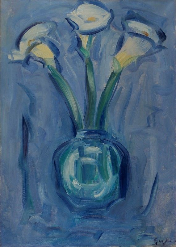 Enzo Pregno - Vase with calla lilies