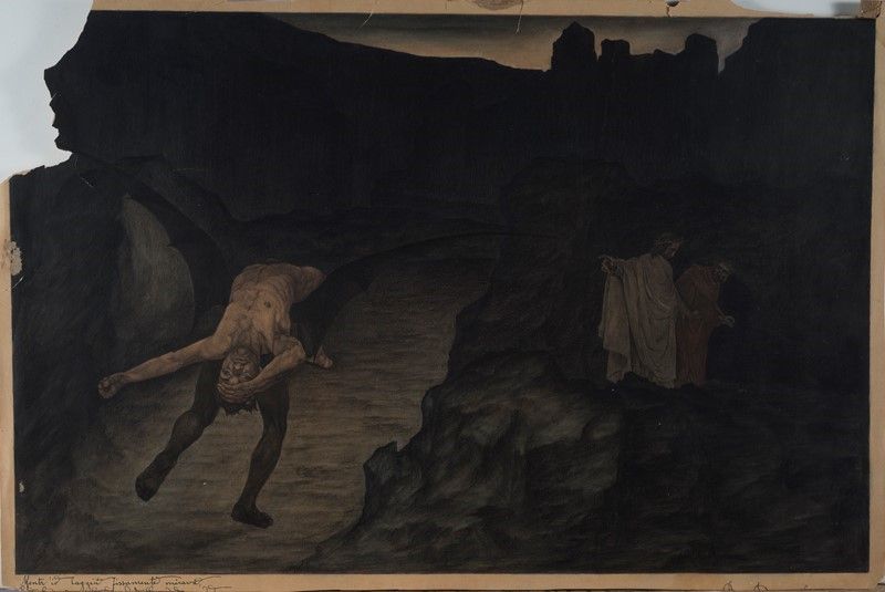 Amos Nattini - Due Bozzetti per Illustrazioni della Divina Commedia