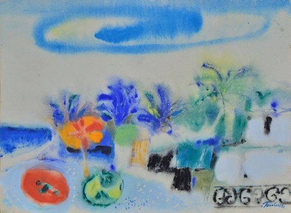 Enrico Paulucci : Senza titolo  - Tecnica mista su carta  - Asta Arte Moderna e Contemporanea - III - Galleria Pananti Casa d'Aste