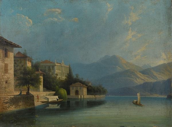 Giuseppe Canella - Paesaggio sul lago