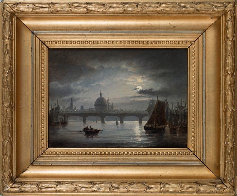 Carl Bille - Veduta al Chiaro di Luna della Basilica di San Paolo dal Tamigi