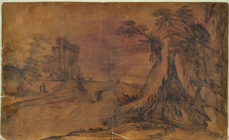 Anonimo, XVIII Sec. - Coppia di Paesaggi con Animali e Figure