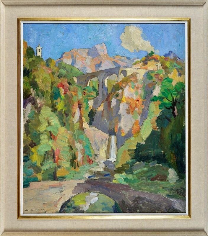 Ugo Celada da Virgilio - Paesaggio Montano con Ponte