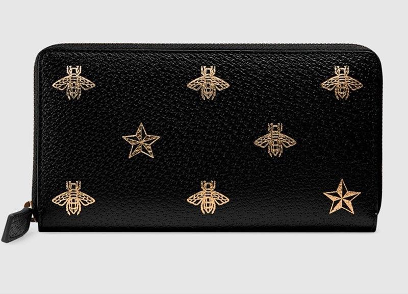 Gucci - Portafoglio Bee Star in Pelle con Cerniera