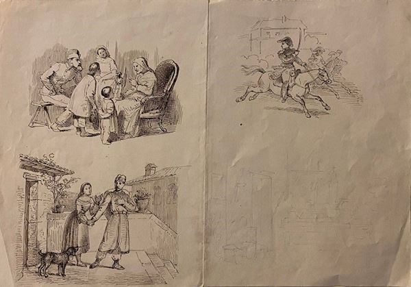 Silvestro Valeri : Tre disegni  - Auction Antique Paintings, Furniture, Oriental Art and Authors of the XIX and XX centuries - Galleria Pananti Casa d'Aste