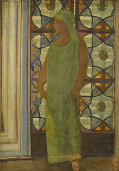 La vetrata, tempera su cartone riportato su compensato (1933)