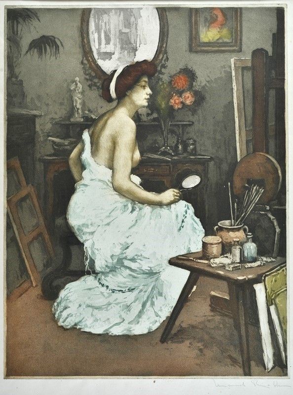 Manuel Robbe : La toeletta  - Acquatinta  - Asta Stampe e disegni, antichi e moderni - Galleria Pananti Casa d'Aste