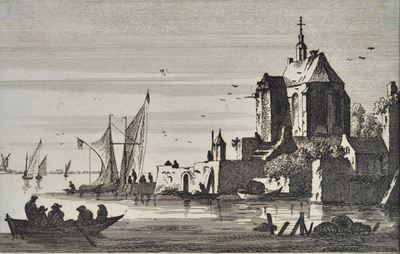 John Sanders - Veduta con Lago e Chiesa