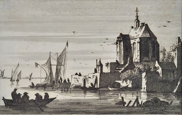 John Sanders - Veduta con lago e chiesa