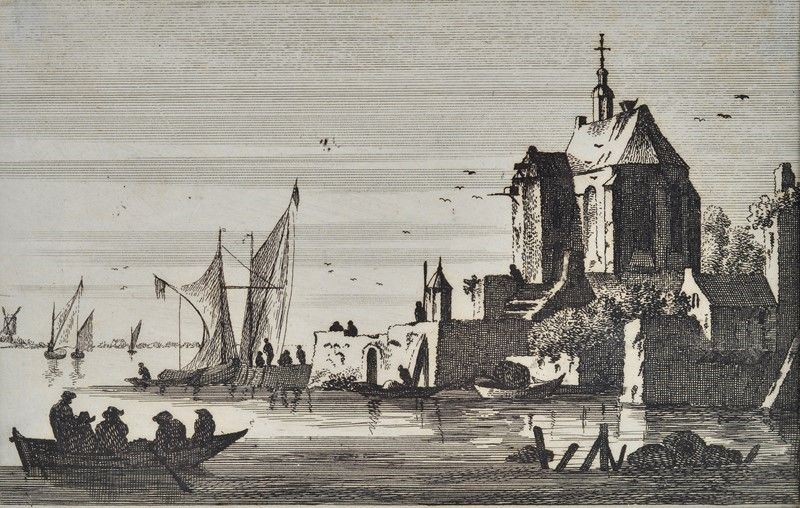 John Sanders - Veduta con Lago e Chiesa