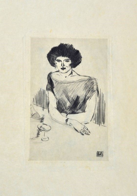 Louis Jou : Donna al caff&#232;  - Auction Stampe e disegni, antichi e moderni - Galleria Pananti Casa d'Aste