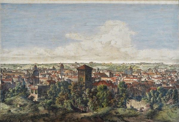 Johann Christian Reinhart - Carl Ferdinand Sprosse - Veduta da Villa Malta a Roma