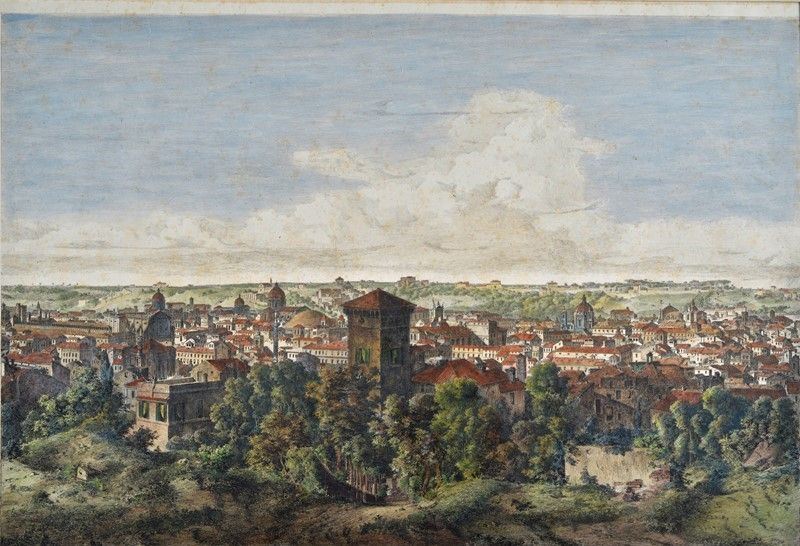 Johann Christian Reinhart - Carl Ferdinand Sprosse - Veduta da Villa Malta a Roma