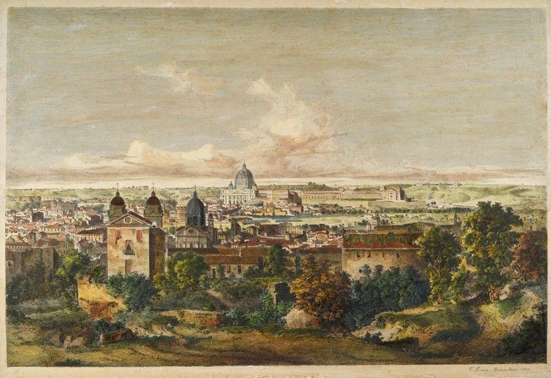 Carl Ferdinand Sprosse - Veduta di Roma dal Gianicolo (rom Im Jani)