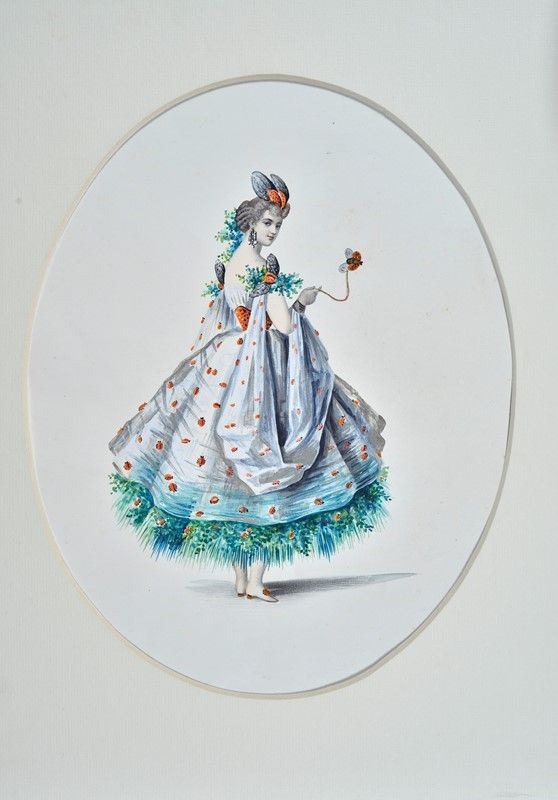 Anonimo Francese, XIX Sec. - Dama con Farfalla