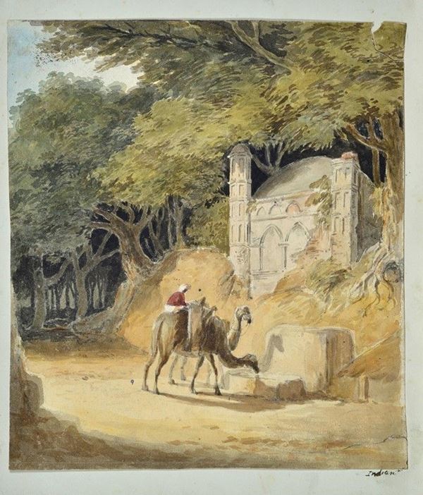 Anonimo, XIX sec. : Paesaggio orientalista  - Auction Stampe e disegni, antichi e moderni - Galleria Pananti Casa d'Aste