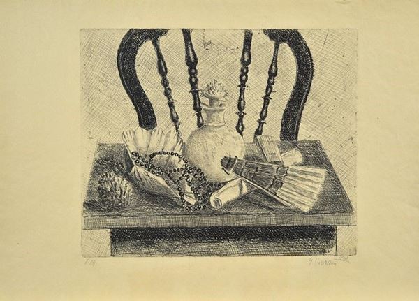Giuseppe Viviani - Tavolo con oggetti e sedia