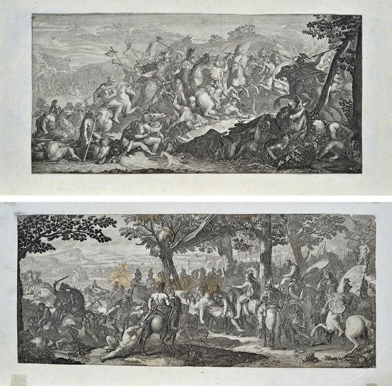 Anonimo, XVII - XVIII Sec. - Coppia di Battaglie