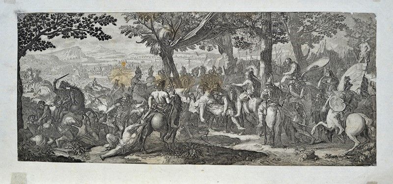 Anonimo, XVII - XVIII Sec. - Coppia di Battaglie