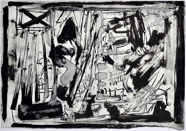 Emilio Vedova - Bozzetto-studio per grandi Teleri in bianco e nero