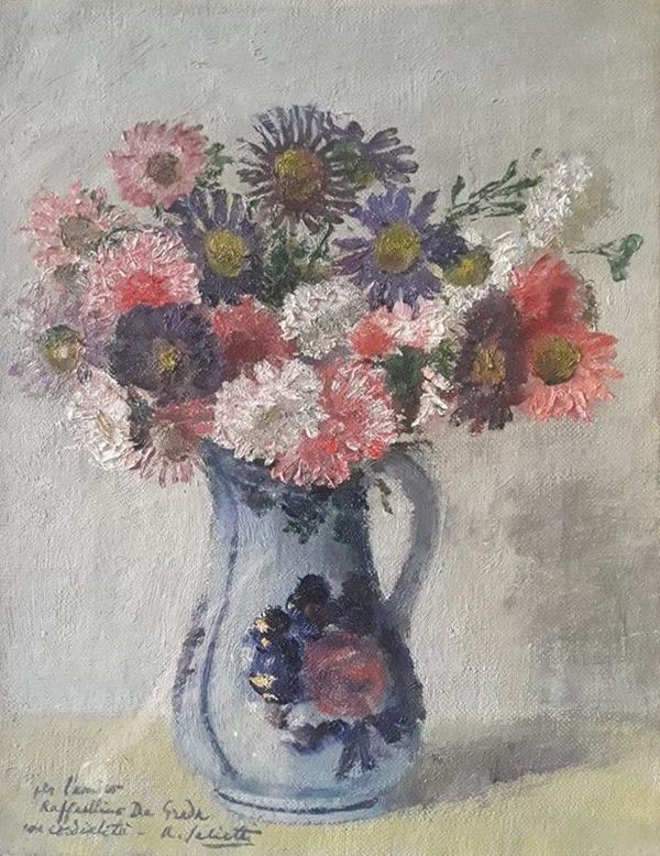 Alberto Salietti : Brocca con fiori  - Olio su tela - Asta AUTORI DEL XIX E XX SEC - I - Galleria Pananti Casa d'Aste