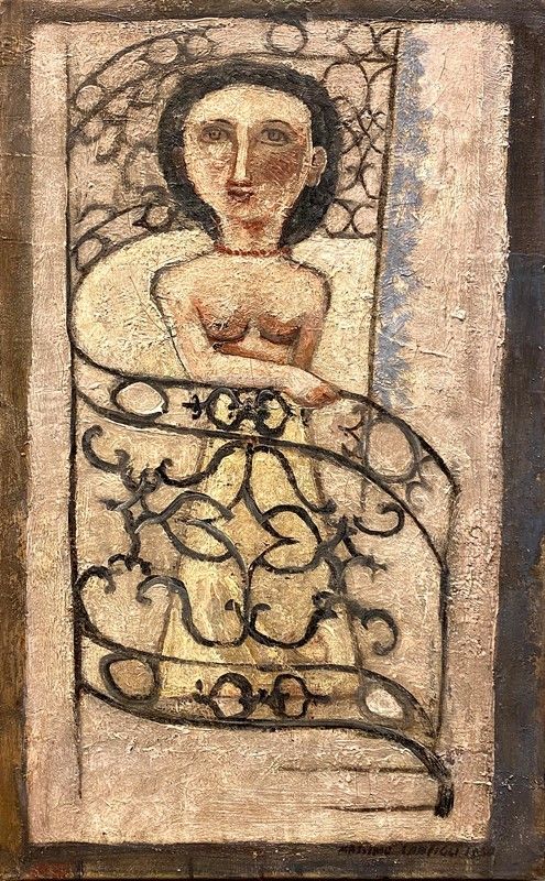 Massimo Campigli - Woman On Banister / Donna alla Ringhiera