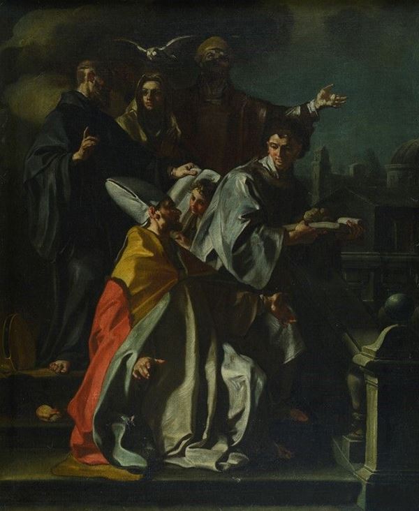 Francesco Solimena - I Santi Gaudioso Vescovo di Bitinia, Stefano protomartire, Benedetto da Norcia e Scolastica
