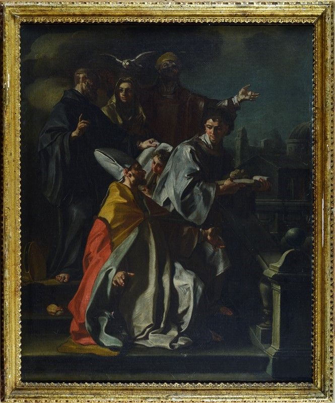 Francesco Solimena - I Santi Gaudioso Vescovo di Bitinia, Stefano Protomartire, Benedetto da Norc...