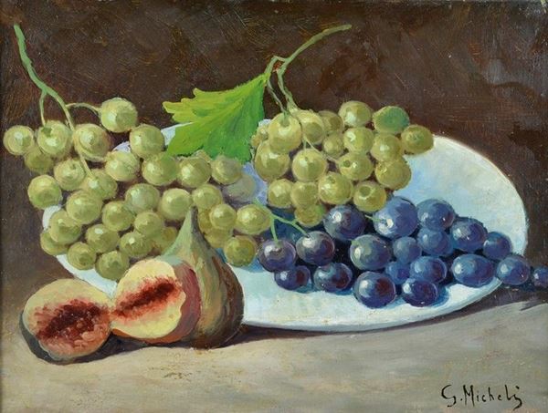 Guglielmo Micheli - Natura morta con fichi ed uva