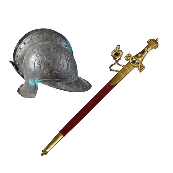 Theatrical helmet and sword