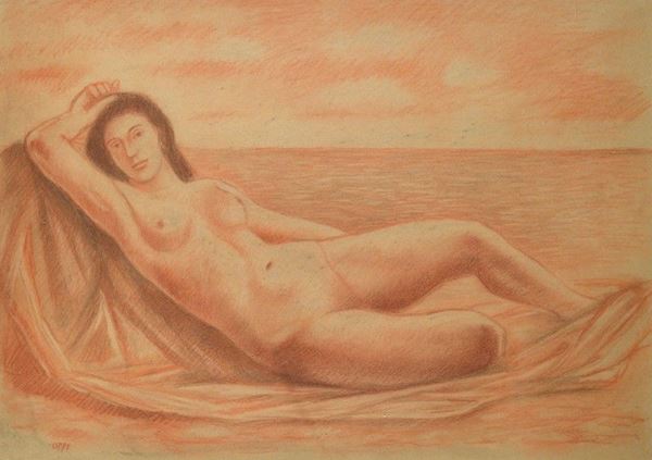 Ubaldo Oppi - Nudo disteso al mare