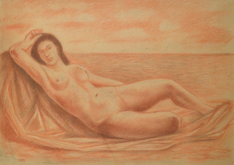 Ubaldo Oppi - Nudo Disteso al Mare