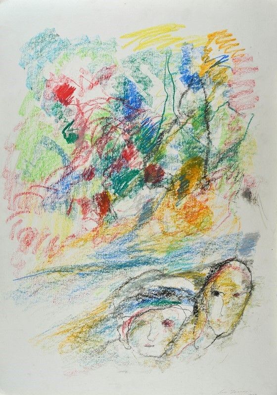 Ernesto Treccani : Faces  (2002)  - Pastels on paper - Auction Modern and Contemporary art - Galleria Pananti Casa d'Aste