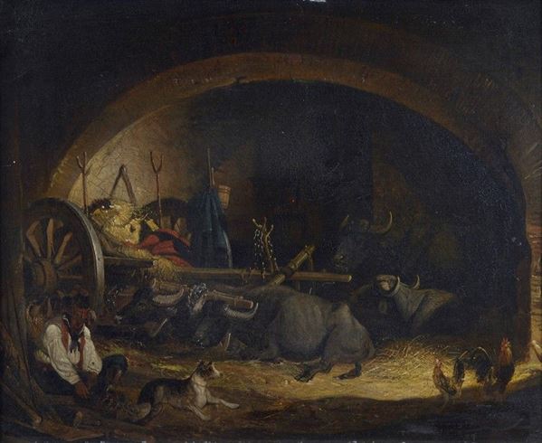 Giovanni (Nino) Costa - Interno di stalla 