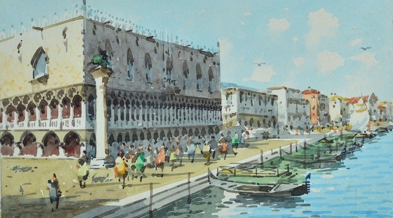 Anonimo, XX Sec. - Coppia di Vedute di Venezia