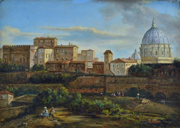 Anonimo, XIX sec. - Veduta di Roma