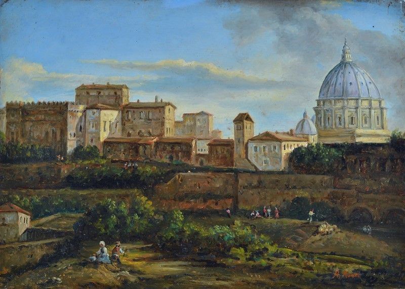 Anonimo, XIX Sec. - Veduta di Roma
