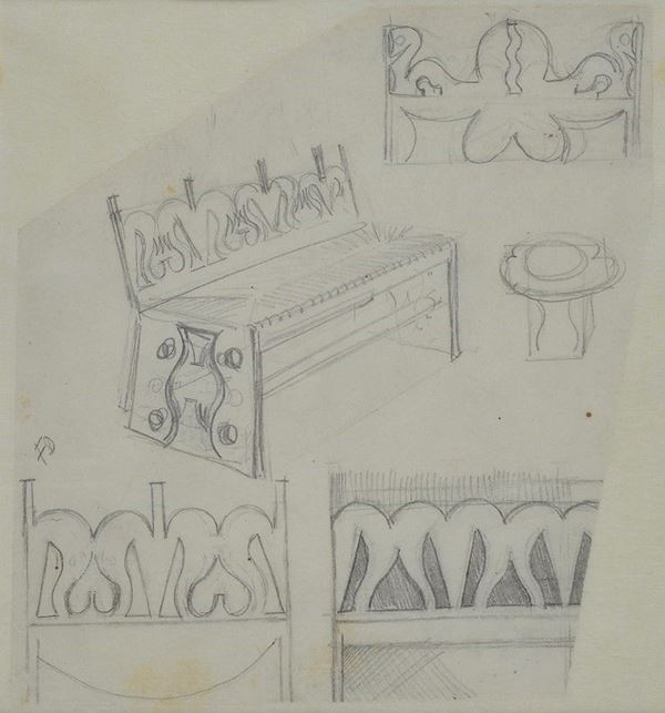 Fortunato Depero - Studio di un divano per il Cabaret del Diavolo, Roma