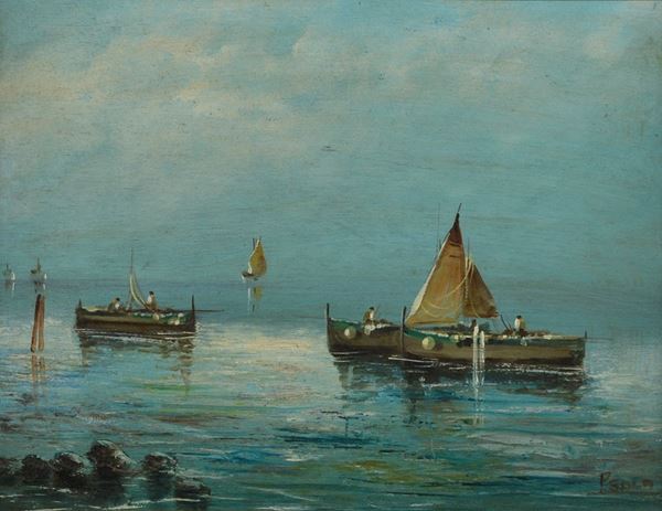 Attr. a Paolo Sala - Marina con pescatori