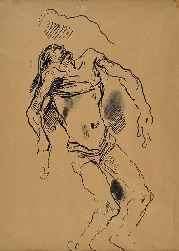 Felice Carena - Deposizione (fronte); Tre figure (retro)