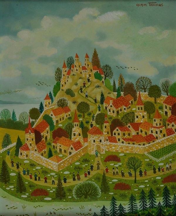 Thomas Alain - Paysage avec dapins au premier plain