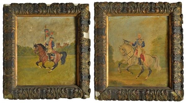 Coppia di dipinti militari piemontesi