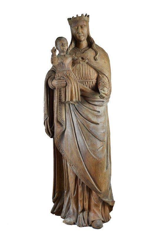 Scuola Italia Meridionale, XVI - XVII sec. : Madonna and Child  - Carved wood sculpture - Auction ANTIQUES, AUTHORS OF XIX AND XX CENTURY - II - Galleria Pananti Casa d'Aste