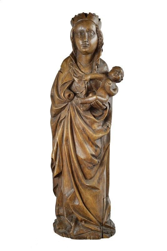 Scuola Francese, XVI sec. : Madonna and Child  - Carved wood sculpture - Auction ANTIQUES, AUTHORS OF XIX AND XX CENTURY - II - Galleria Pananti Casa d'Aste