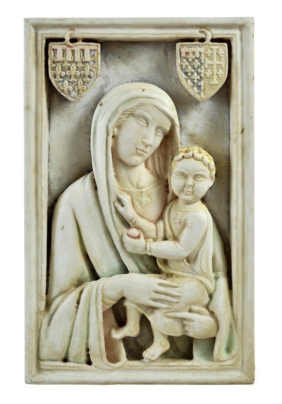 Scultore napoletano della cerchia dei fratelli Bertini (Maestro dell'altare di Santa Chiara?) XIV sec. - Madonna col Bambino