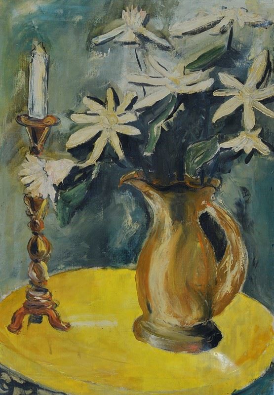 Attr. a Luigi Spazzapan - Vaso di fiori con candela