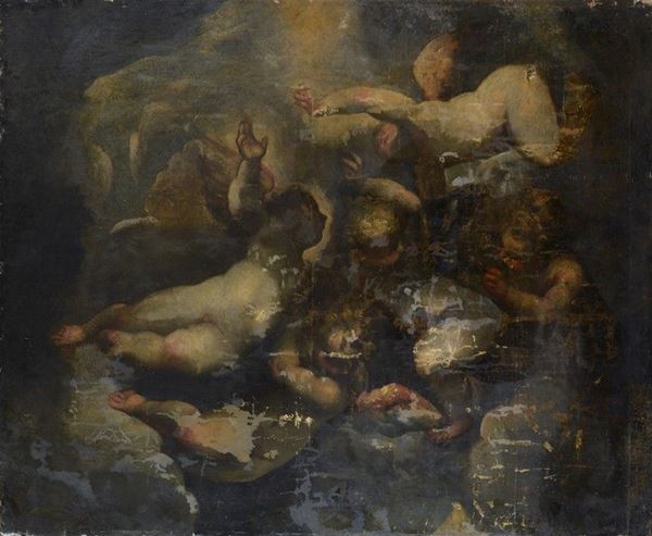 Scuola Genovese, XVII sec. - Putti in the clouds